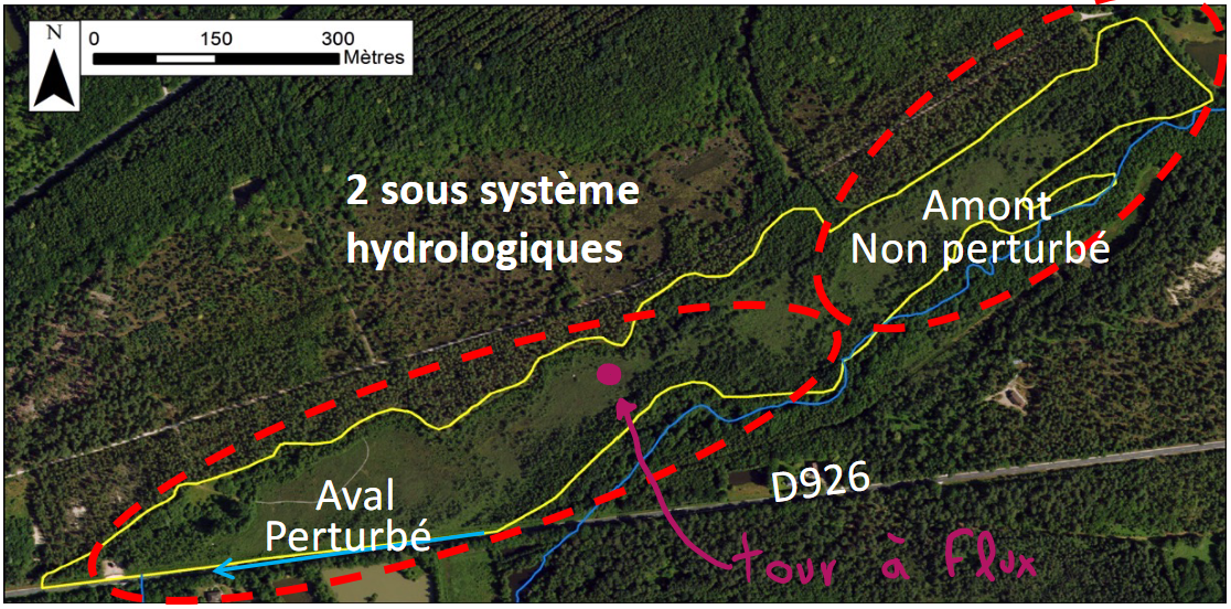 Carte annotée des zones de la tourbiere de la Guette