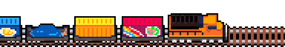 Exemple d'un train construit à partir des assets que j'ai dessiné